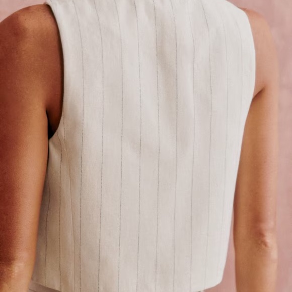 Sezane Drea Vest in Ecru with Black Stripes NWT, size 10 - Picture 2 of 15